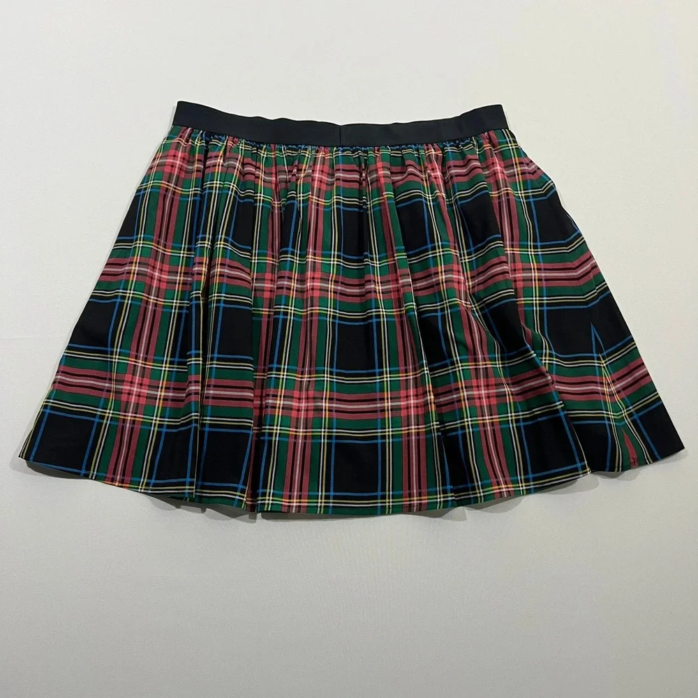 J.Crew Plaid Schoolgirl Mini Skirt Tartan Elastic Waist Academia Women's Size 14